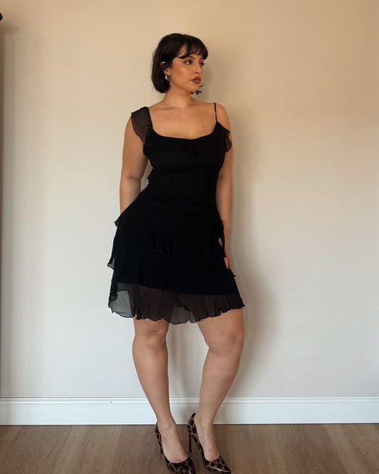 Black Ruffle Mini Dress