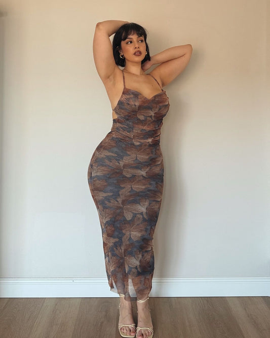 Floral Mesh Maxi Dress
