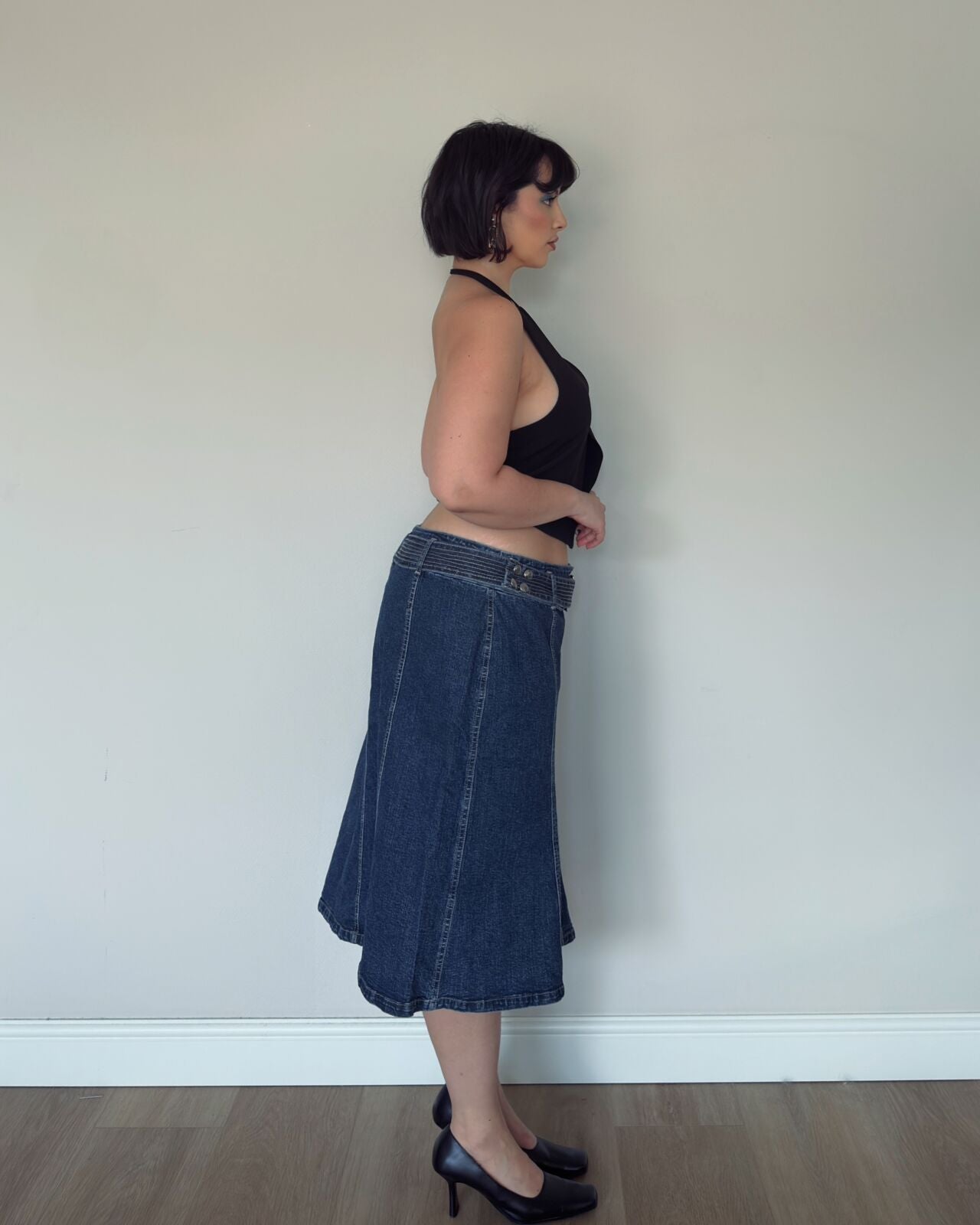Vintage Denim Midi Skirt