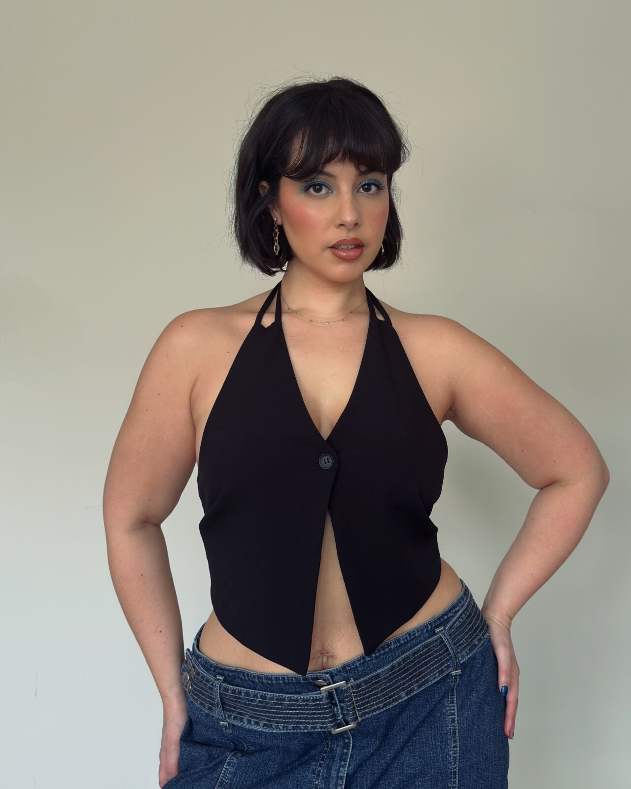 Black Halter Vest Top
