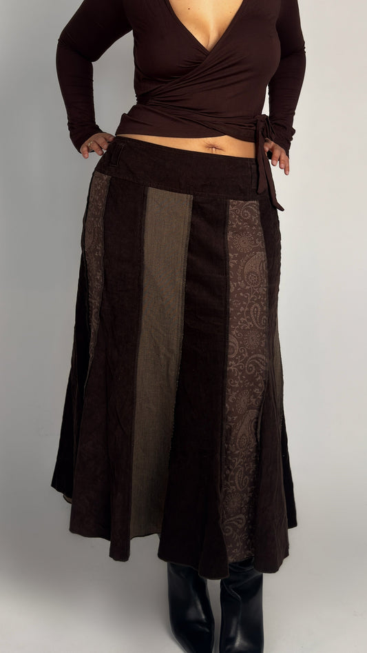 Cotton Brown Panel Skirt - XXL/3XL
