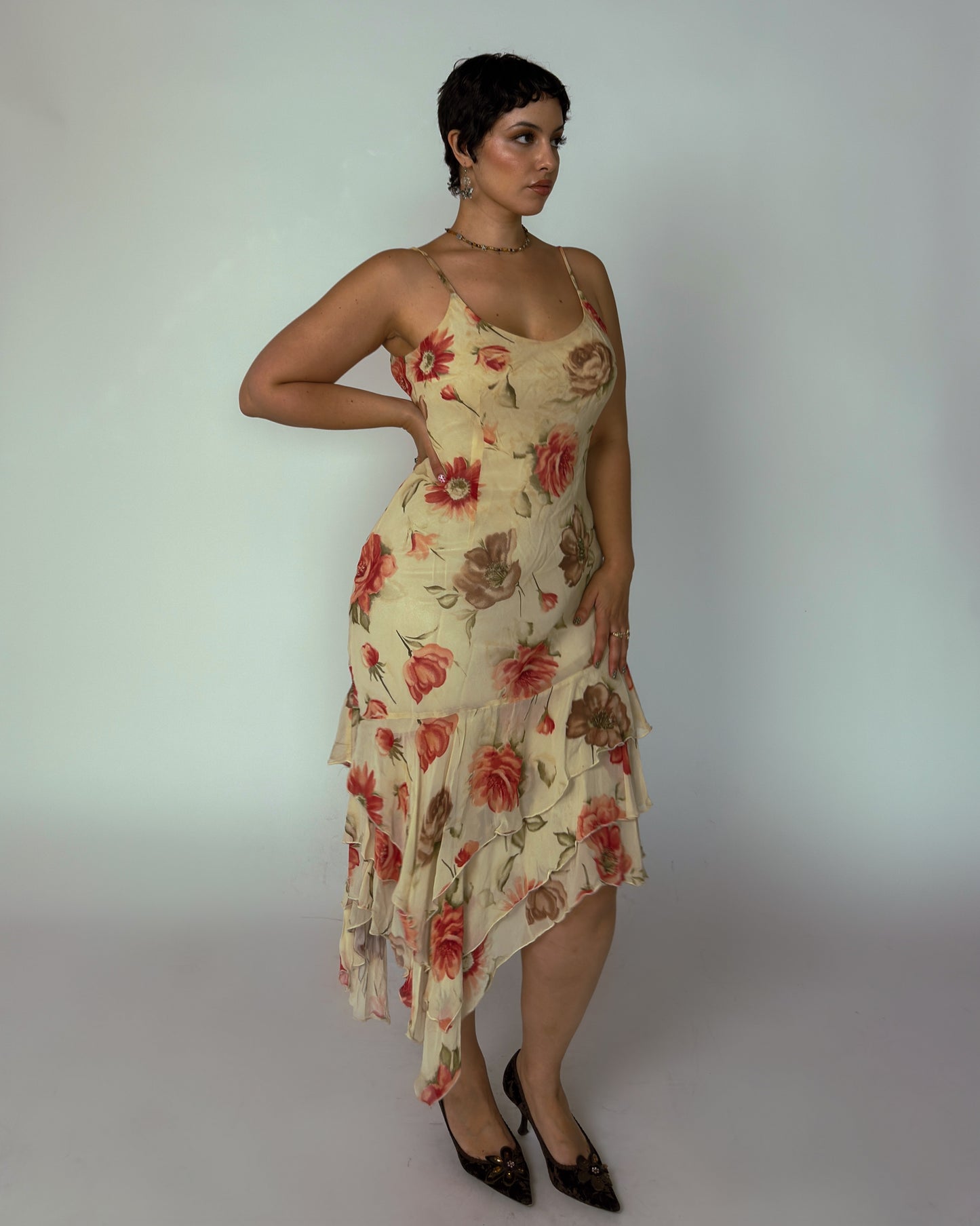 Spanish Vintage Floral Midi Dress - M-XL