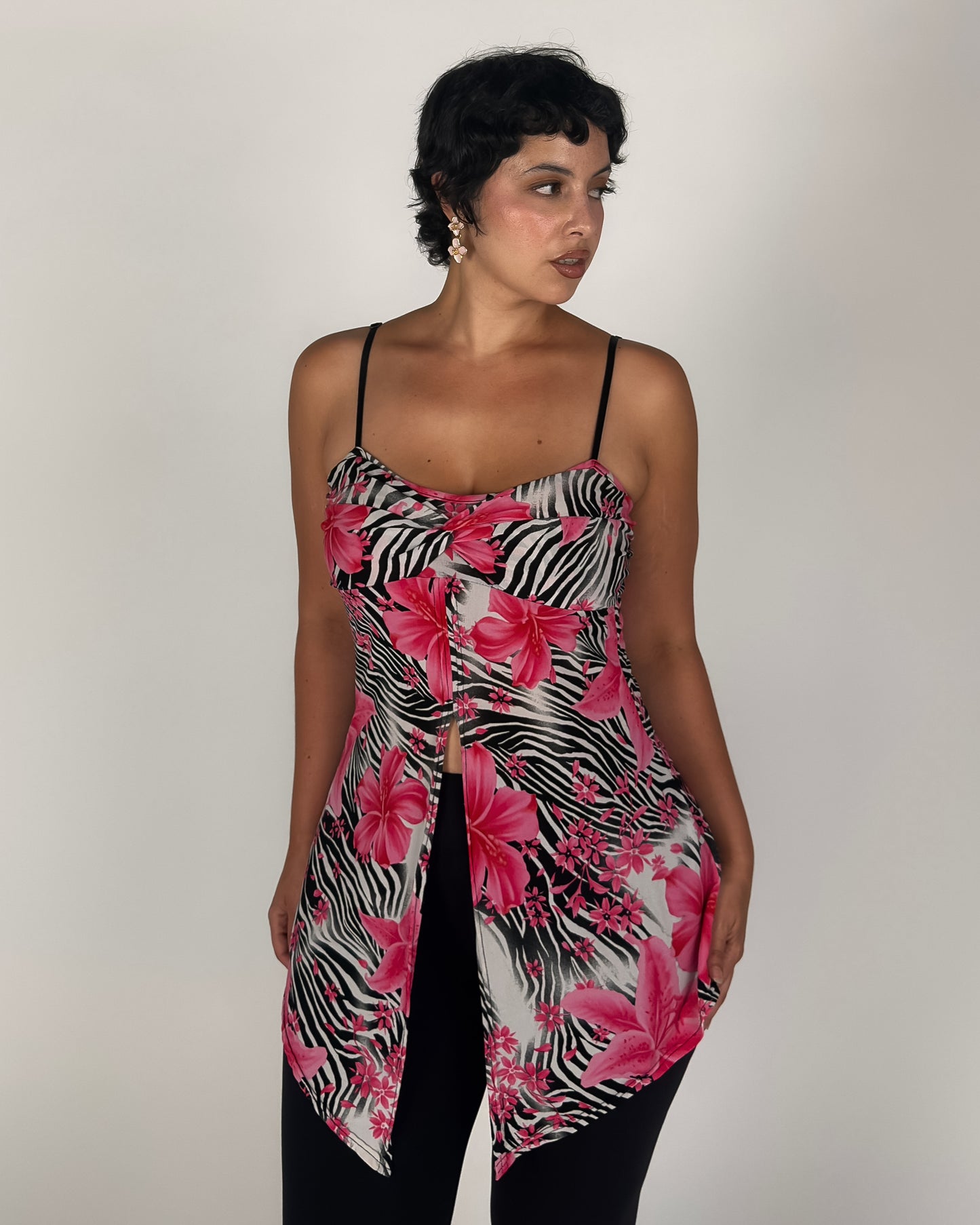 Zebra Floral Asym Cami - M/L