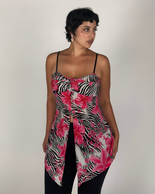 Zebra Floral Asym Cami - M/L