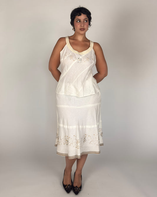 Linen Monsoon Beaded Skirt Set - L/XL
