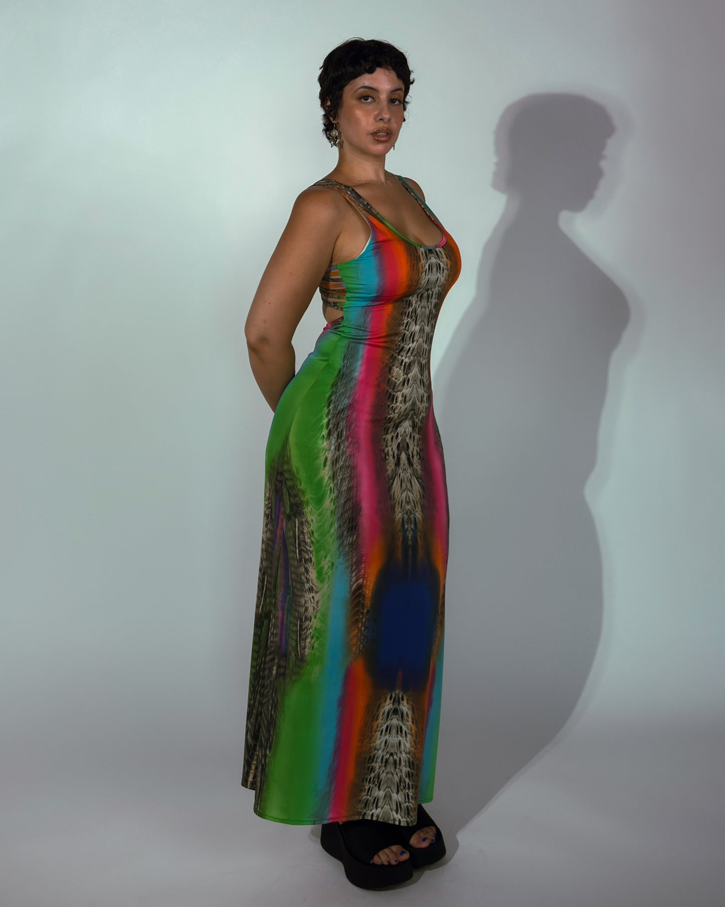 Stretch Rainbow Animal Print Maxi Dress - size M-XL