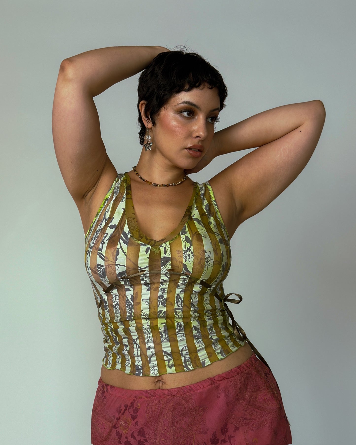 Vintage Green Sheer Top - size M/L