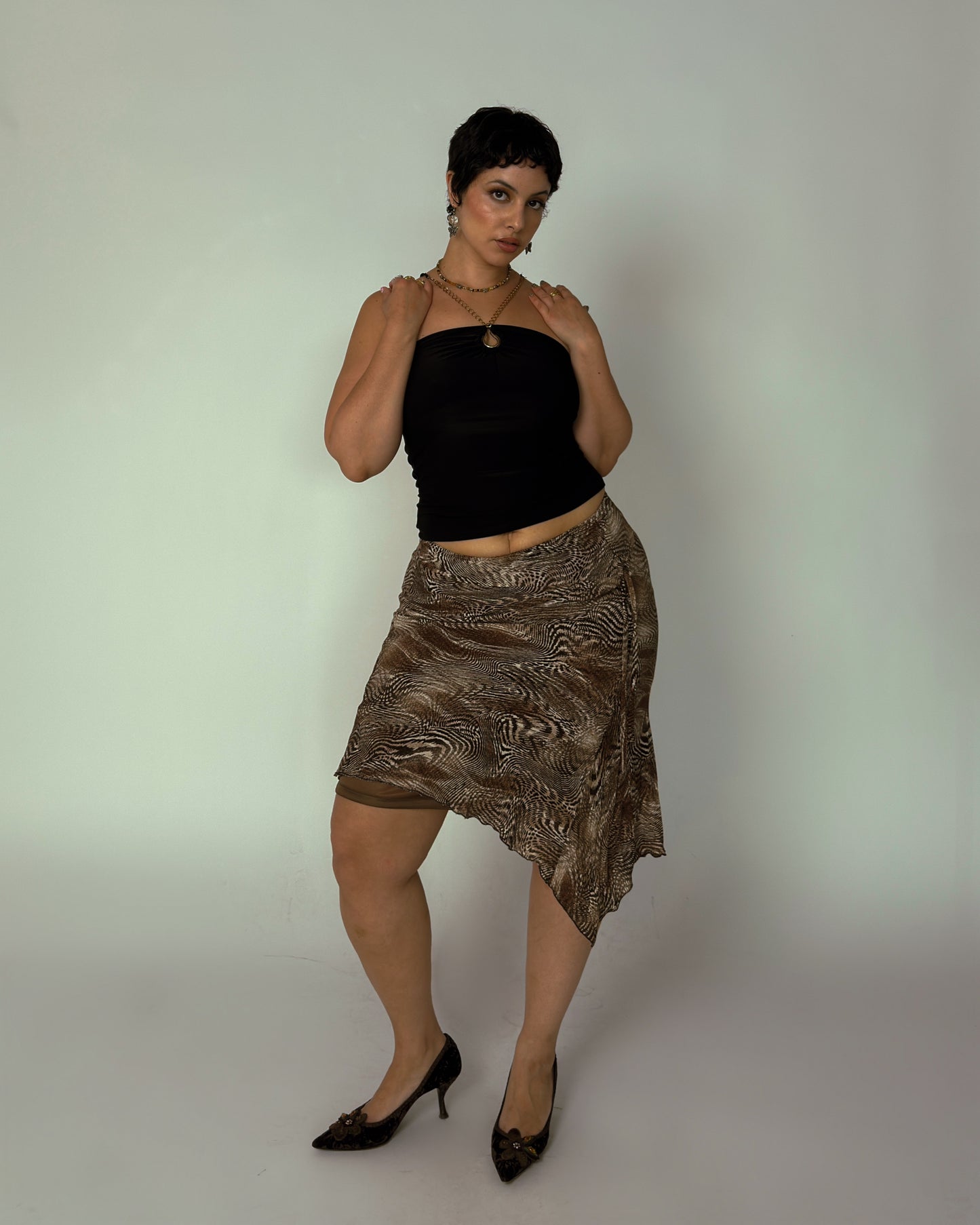 Vintage Animal Print Asymmetric Skirt - size M/L
