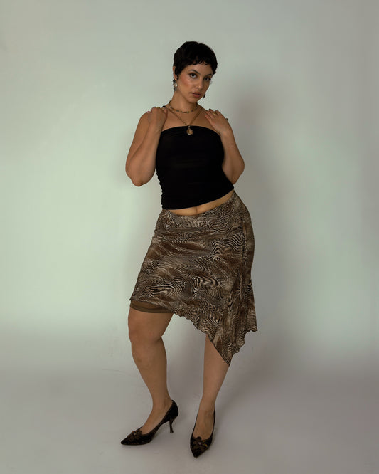 Vintage Animal Print Asymmetric Skirt - size M/L