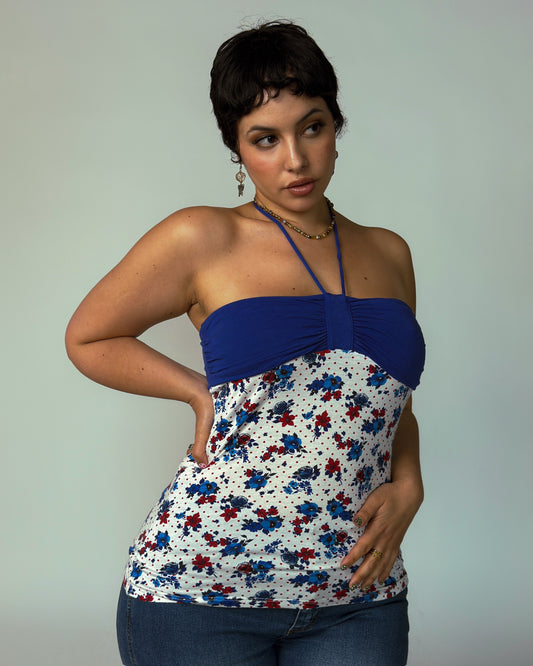 Vintage Floral Halter Top - size M/L
