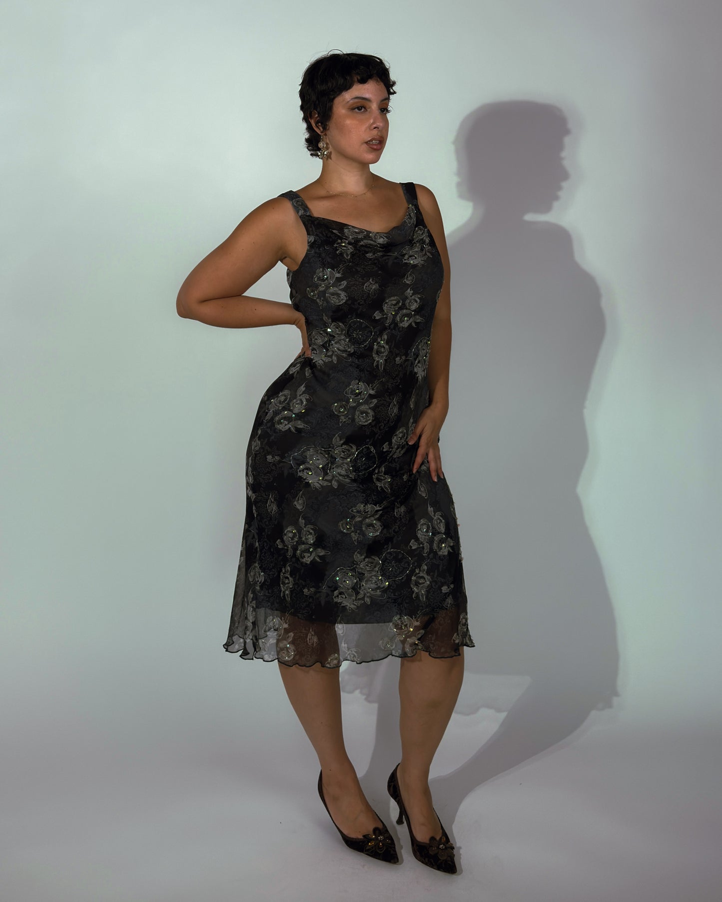 Silk Beaded Midi Dress - size M-XL