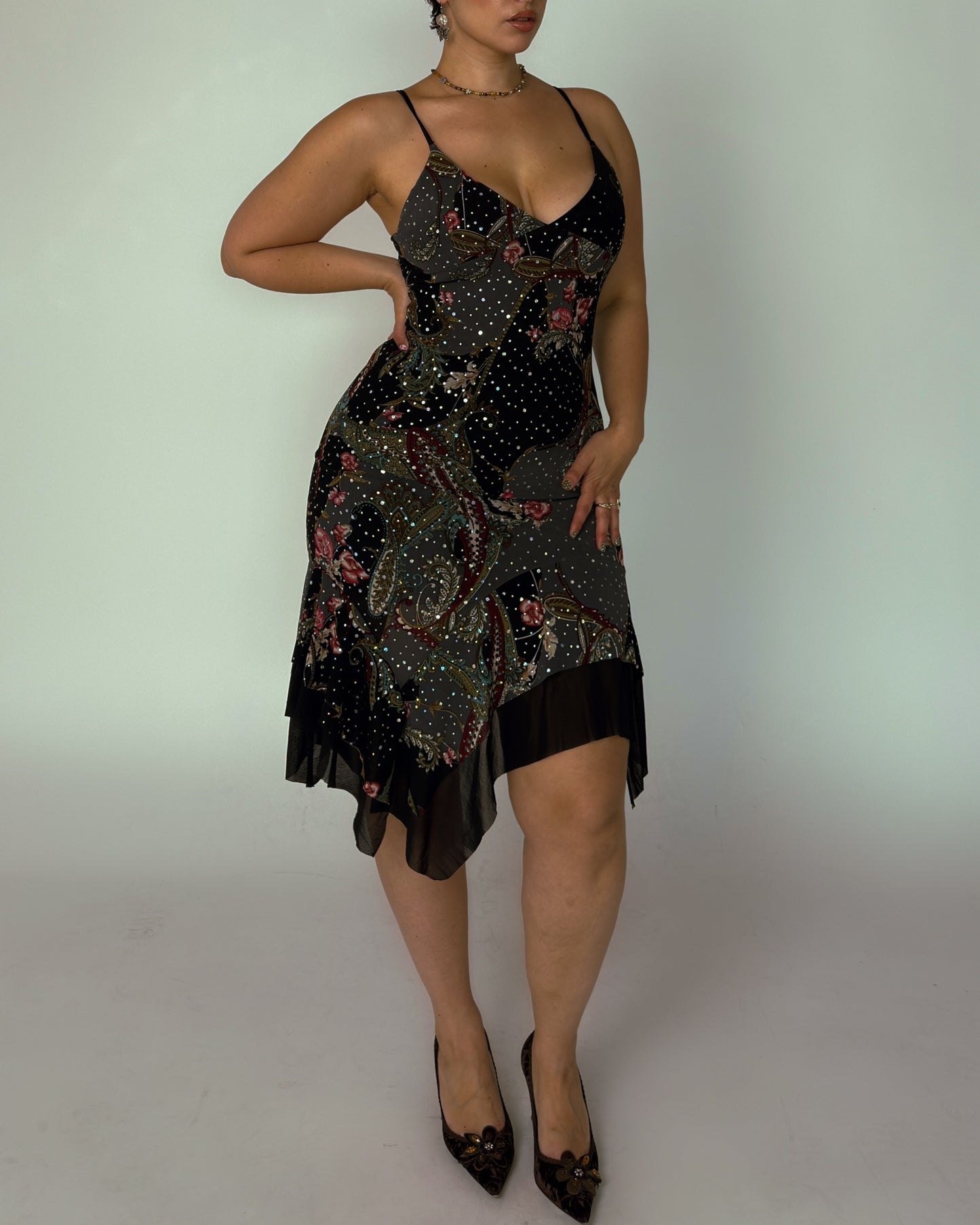 Vintage Black Sparkle Dress - size M/L