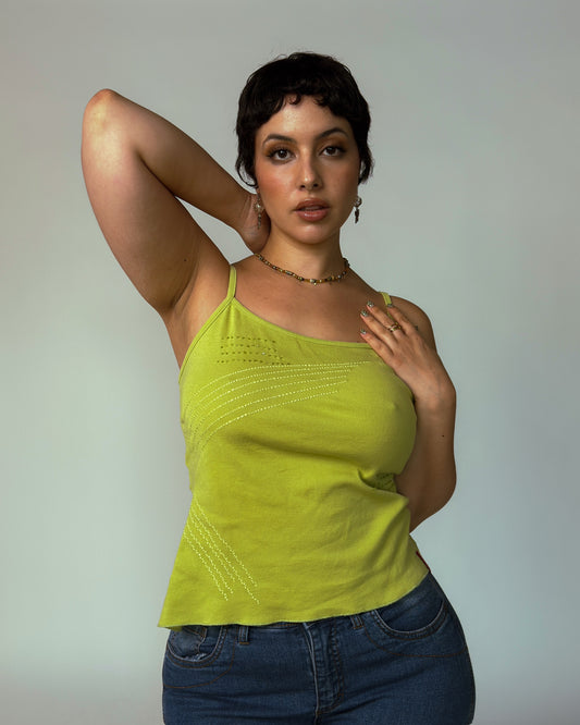 Vintage Green Beaded Top - size M-XL