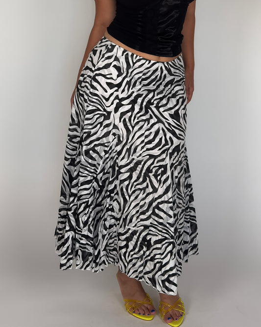 Zebra Print Maxi Skirt - L/XL