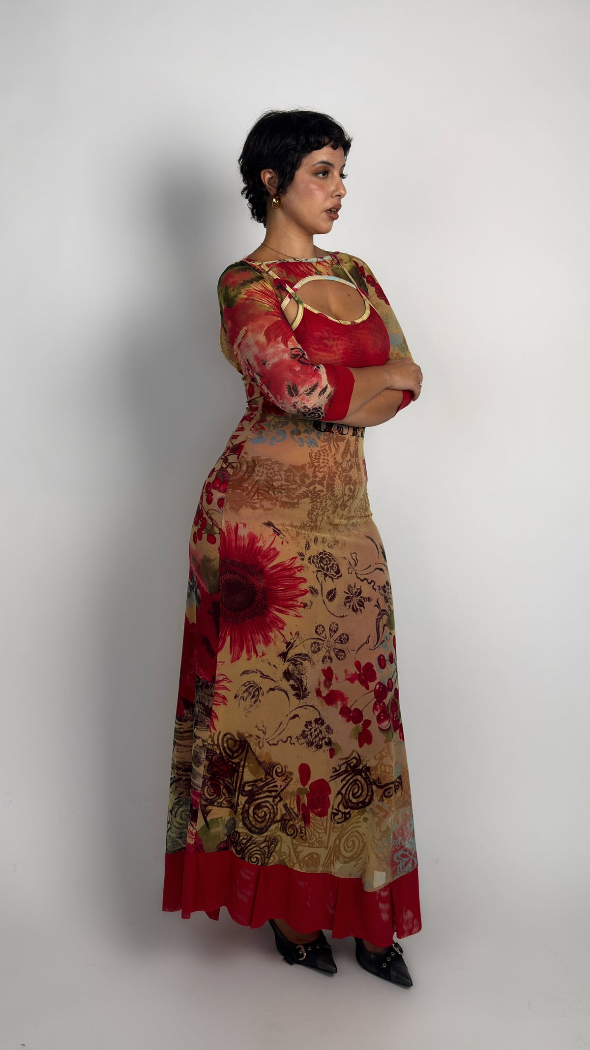 Save The Queen Mesh Cut Out Maxi Dress - M/L