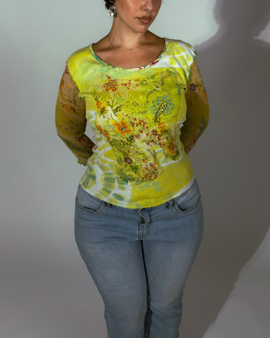 Vintage Derhy Beaded Top - size L/XL