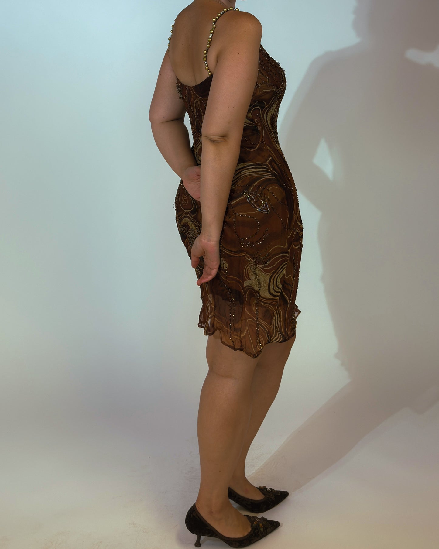 Vintage Italian Silk Beaded Dress - size M/L
