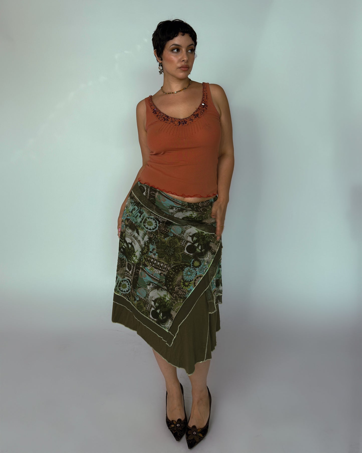 Vintage Asymmetrical Midi Skirt - size L/XL