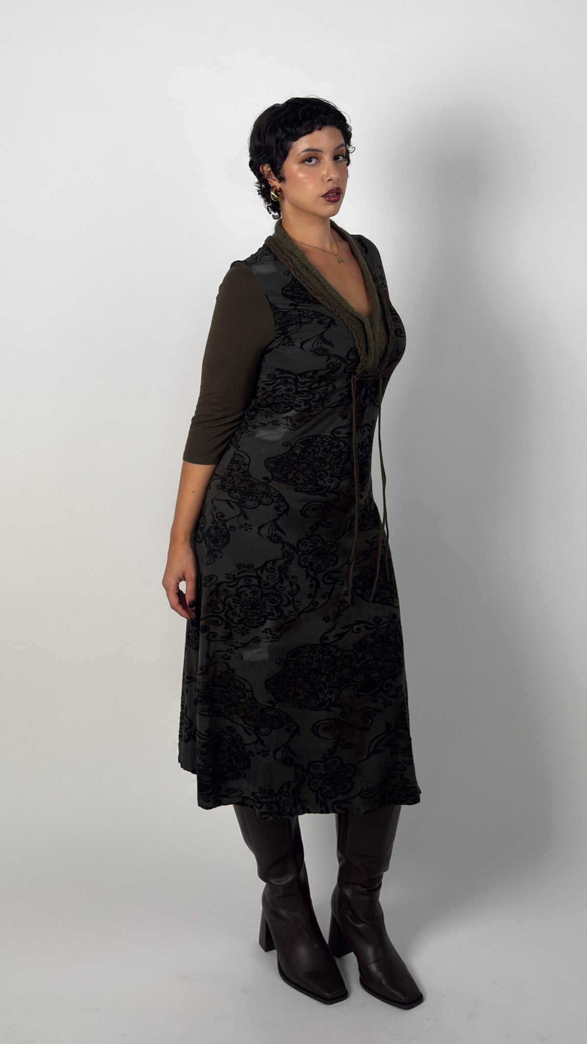 Vintage Derhy Knit Stretch Midi Dress - L/XL