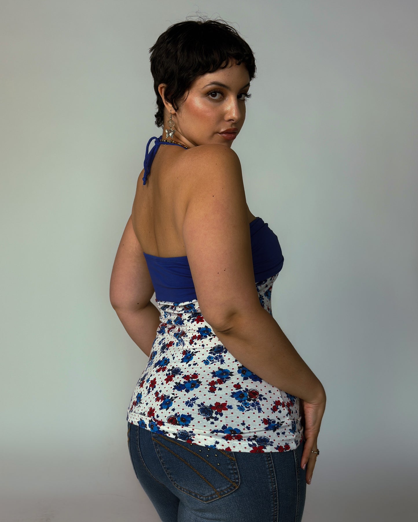 Vintage Floral Halter Top - size M/L