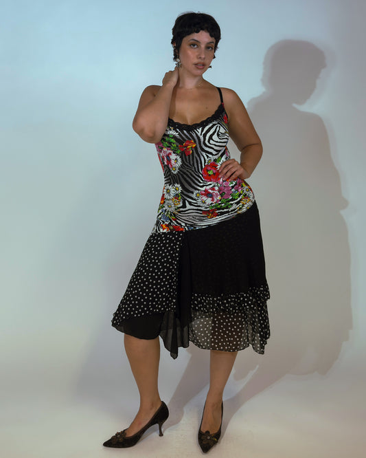 Vintage Stretch Zebra Print Dress - size M-XL