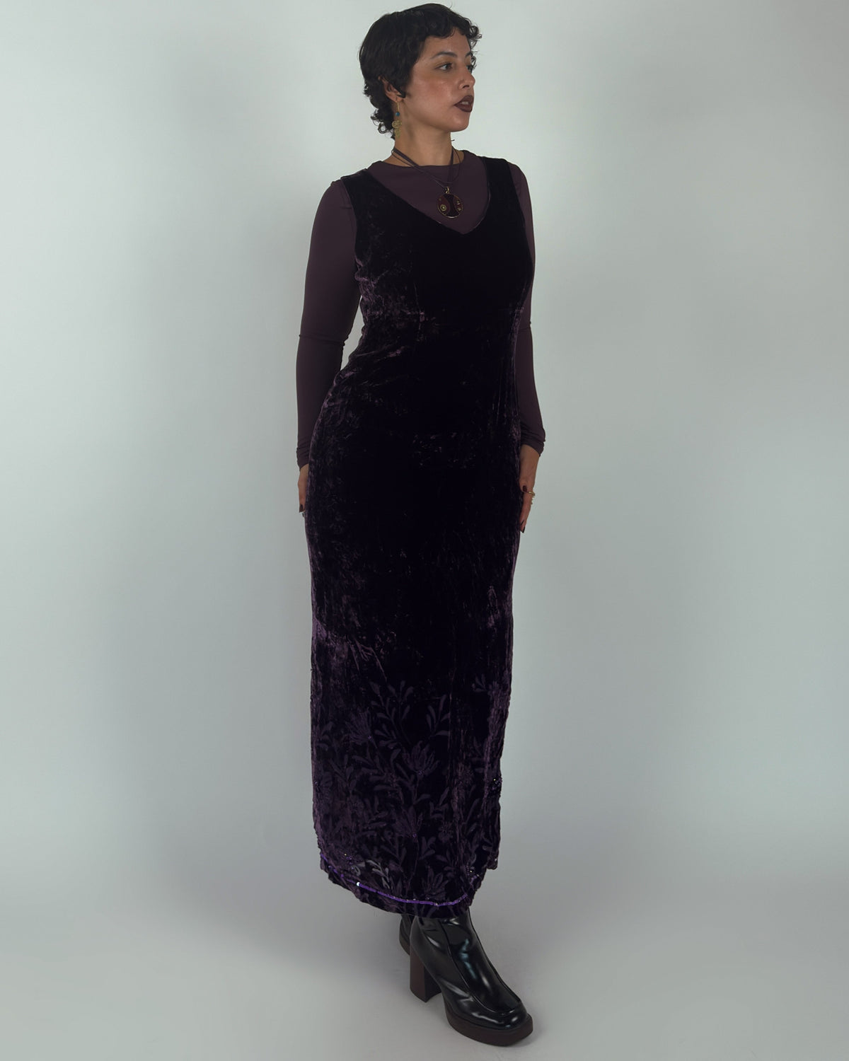 Vintage Monsoon Velvet Silk Blend Maxi Dress - L/XL