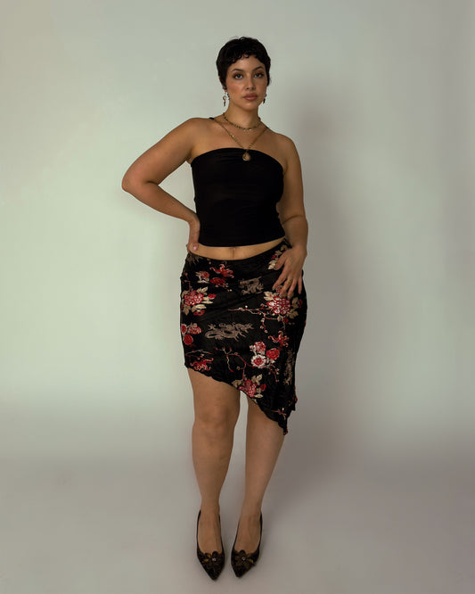 Vintage Satin Asymmetrical Mini Skirt - size L