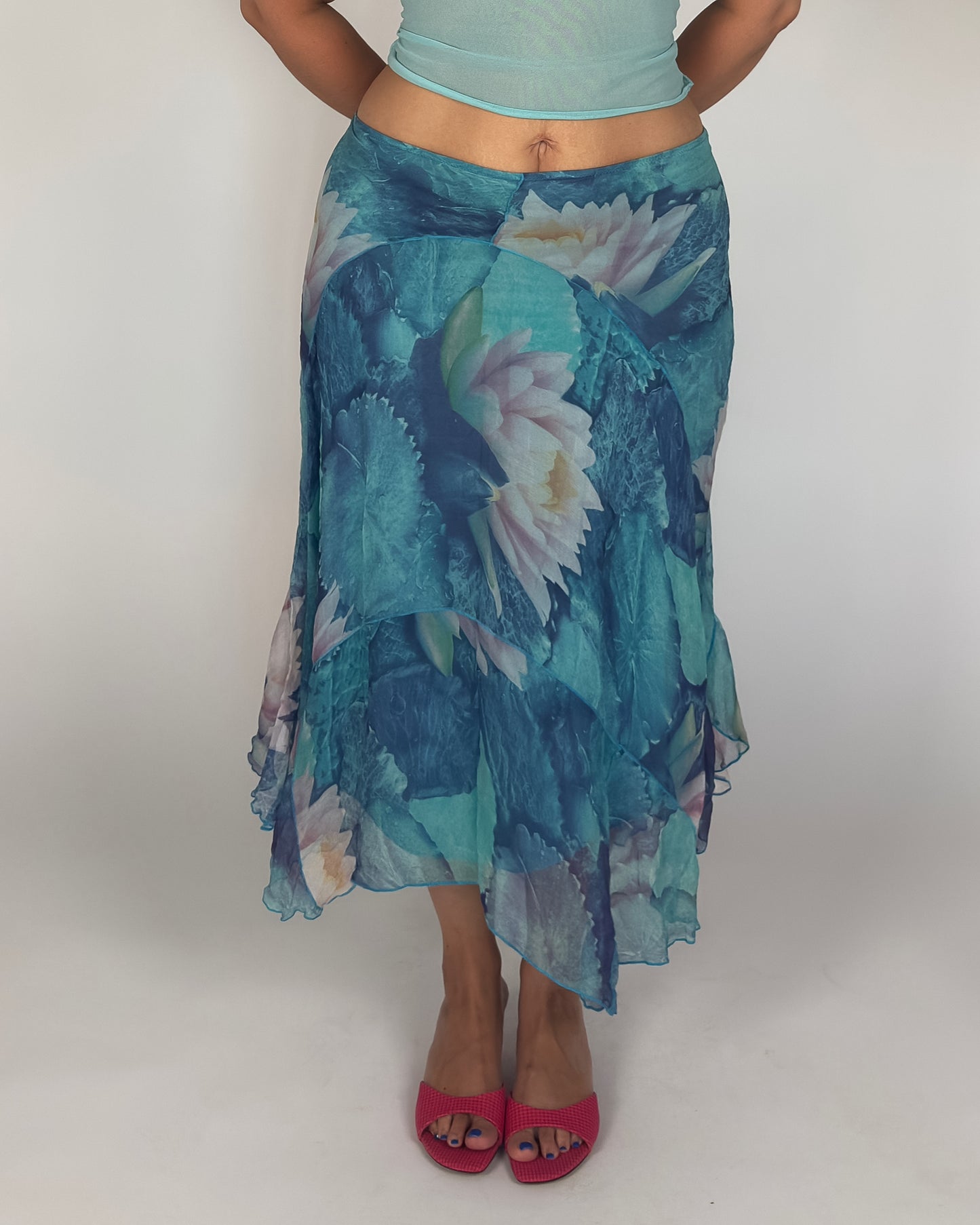 Italian Silk Midi Skirt - L/XL