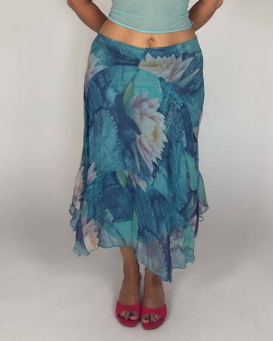 Italian Silk Midi Skirt - L/XL