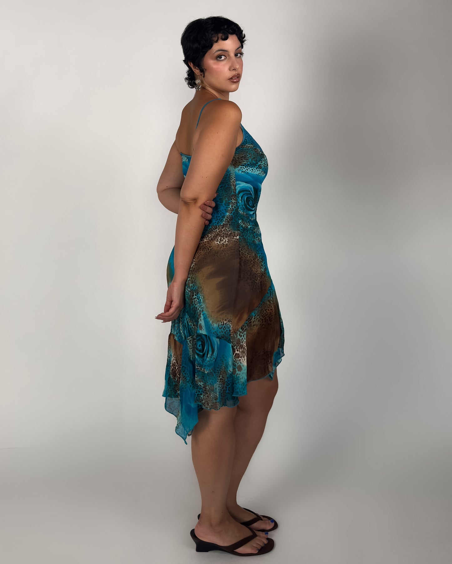 Teal Leopard Hanky Dress - size M/L