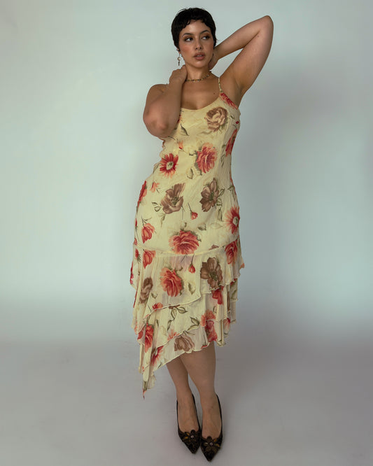 Spanish Vintage Floral Midi Dress - M-XL