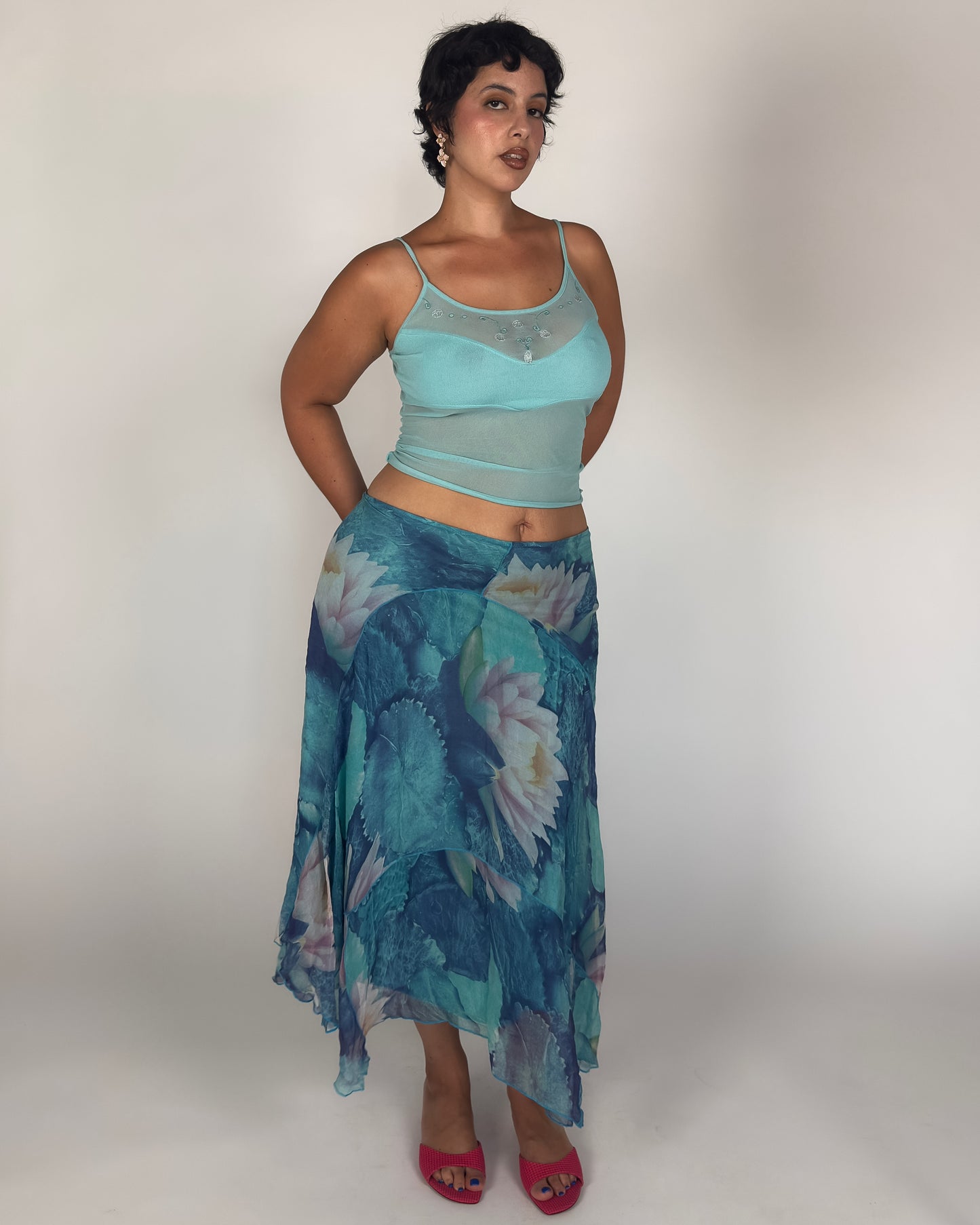 Italian Silk Midi Skirt - L/XL