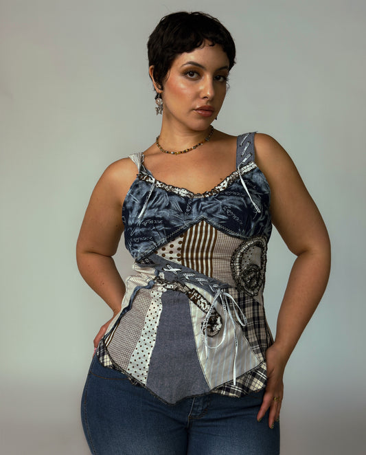 French Vintage Patchwork Top - size M/L