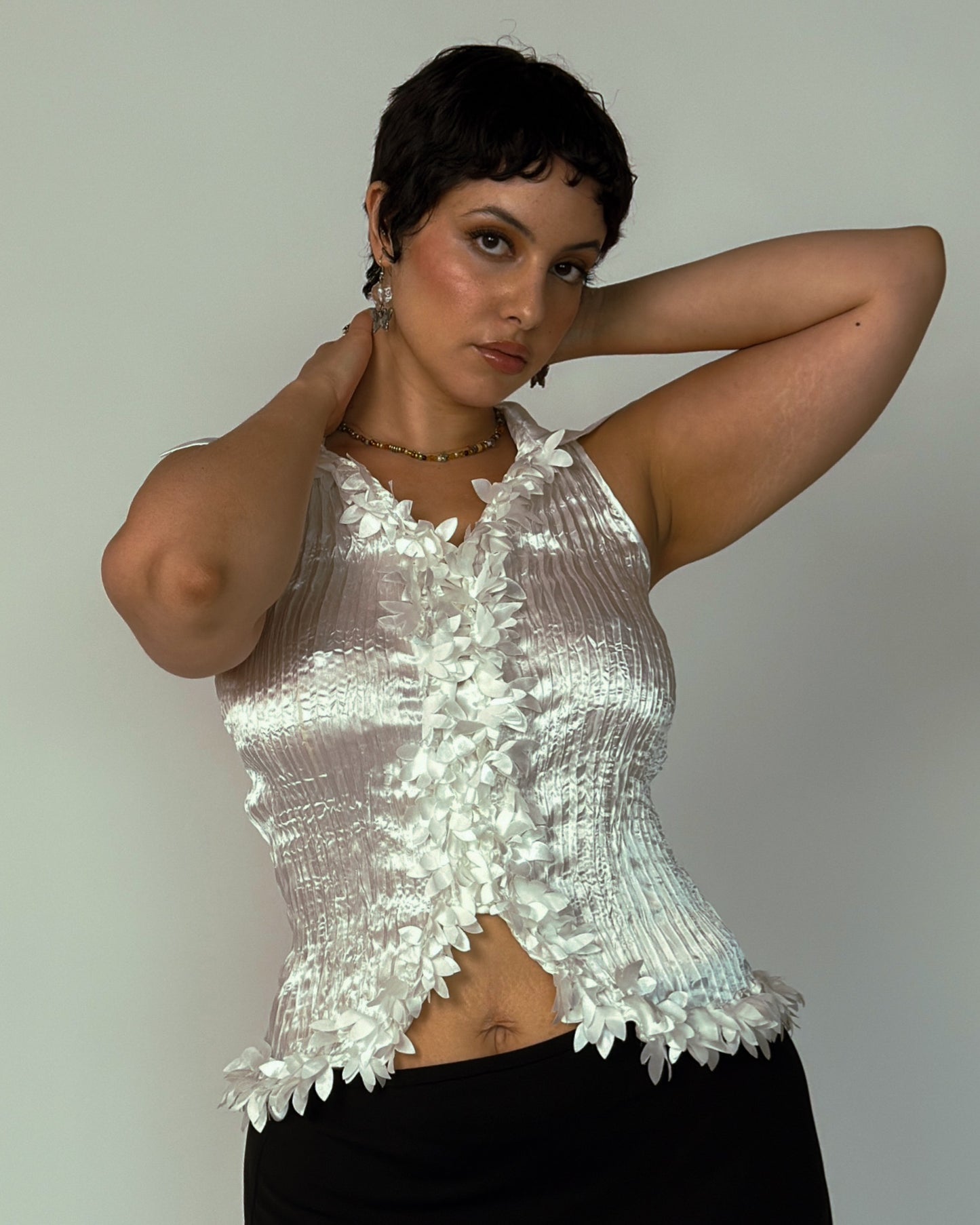 Vintage Satin Stretch Top - size M-XL