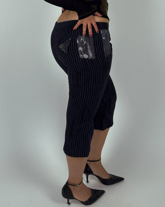 Y2K Pinstripe Capri Pants - L/XL