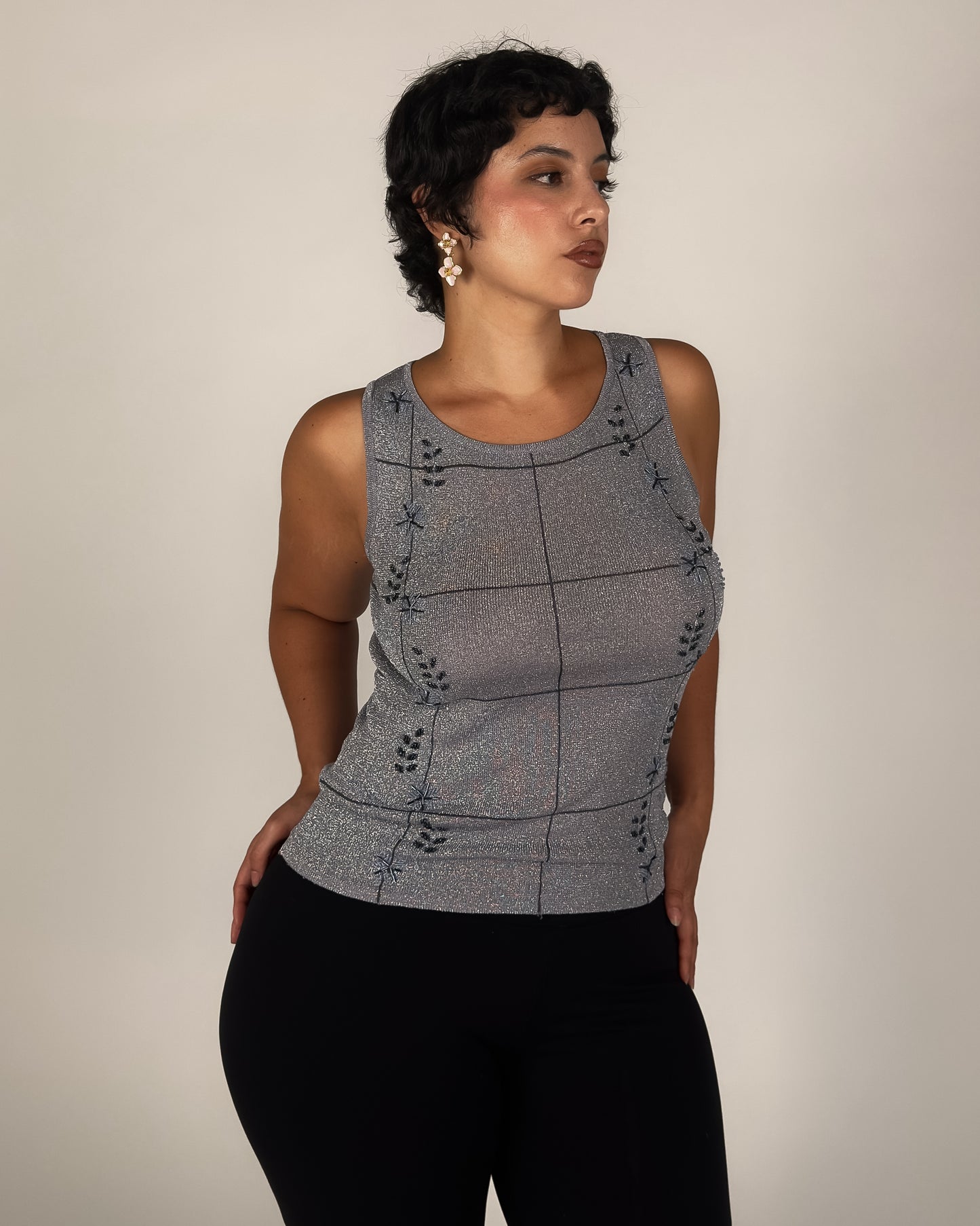 Shimmer Beaded Stretch Top - M/L