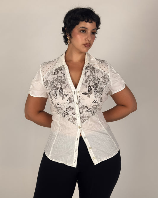 Y2K Butterfly Blouse - L/XL