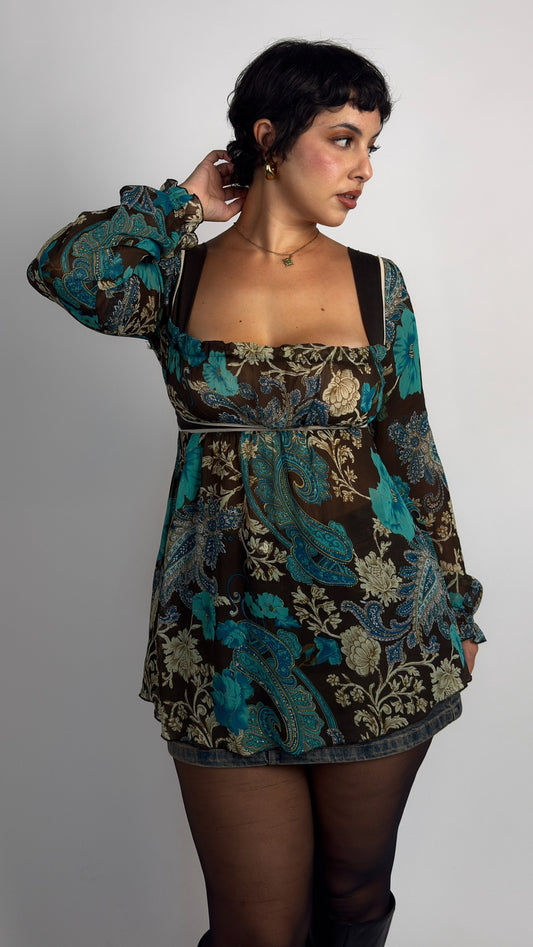 Square Neck Stretch Tunic Top - M/L