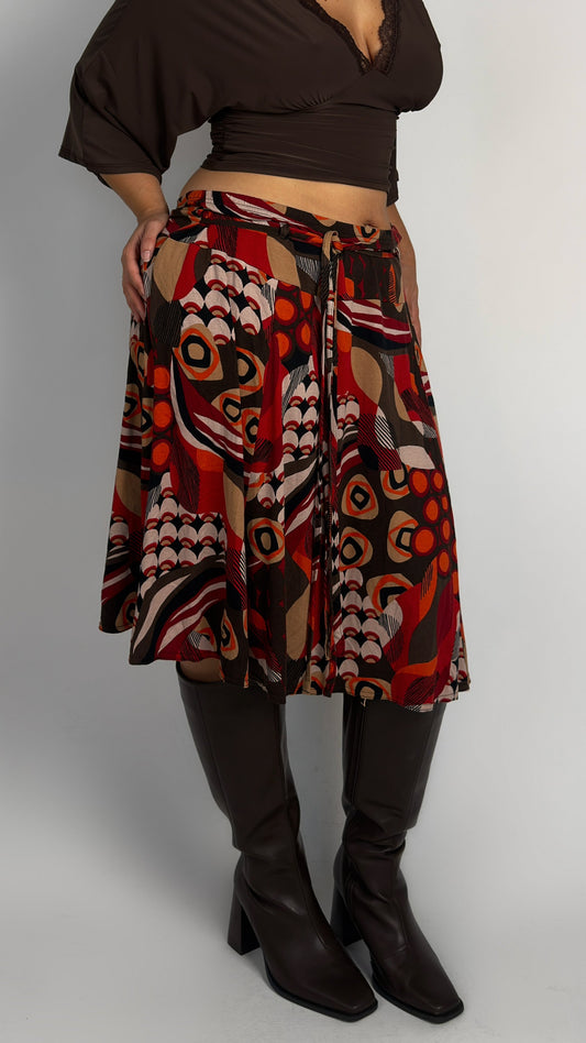 Vintage Retro Stretch Midi Skirt - XL - 3XL
