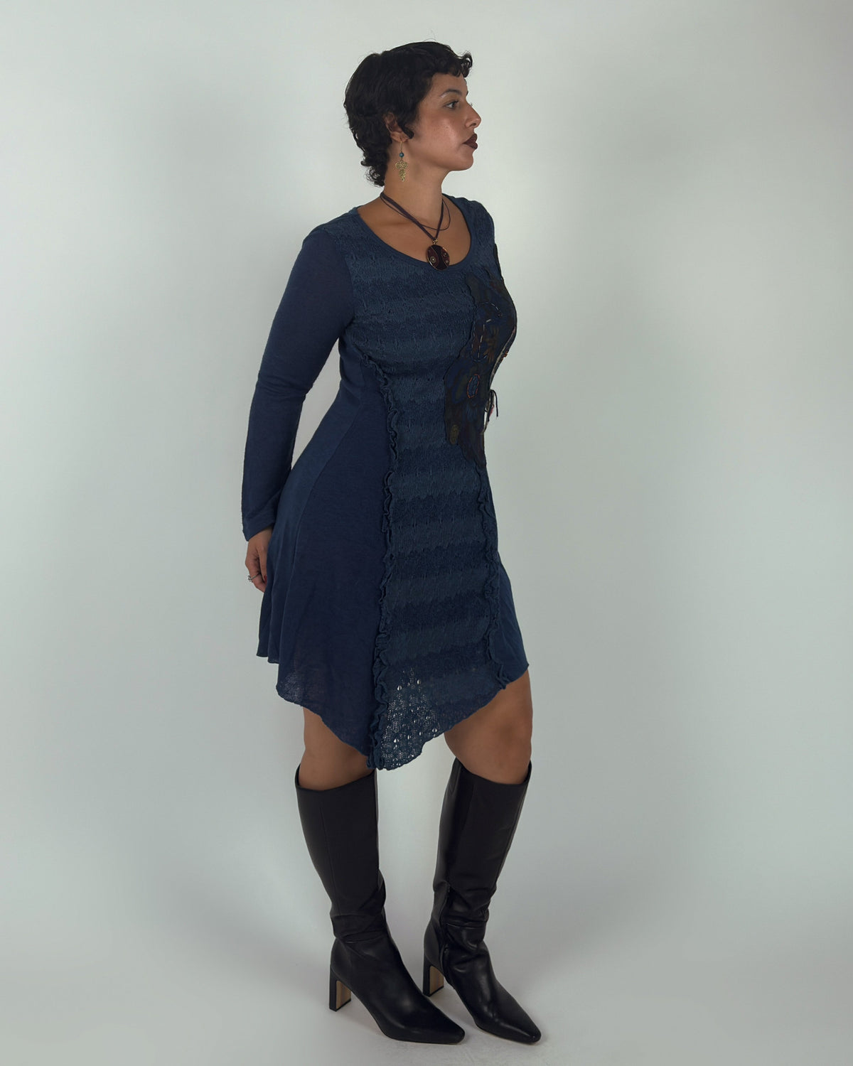 Navy Blue Knit Dress - M/L