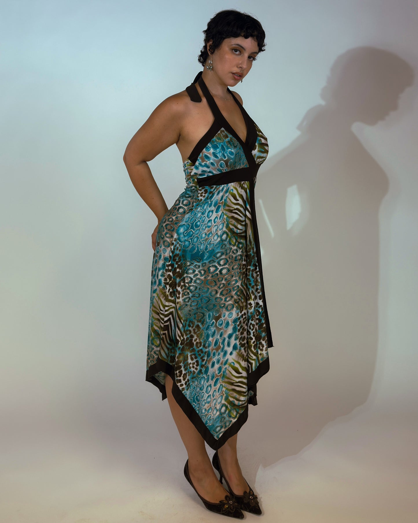 Vintage French Stretch Halter Dress - size M-XL