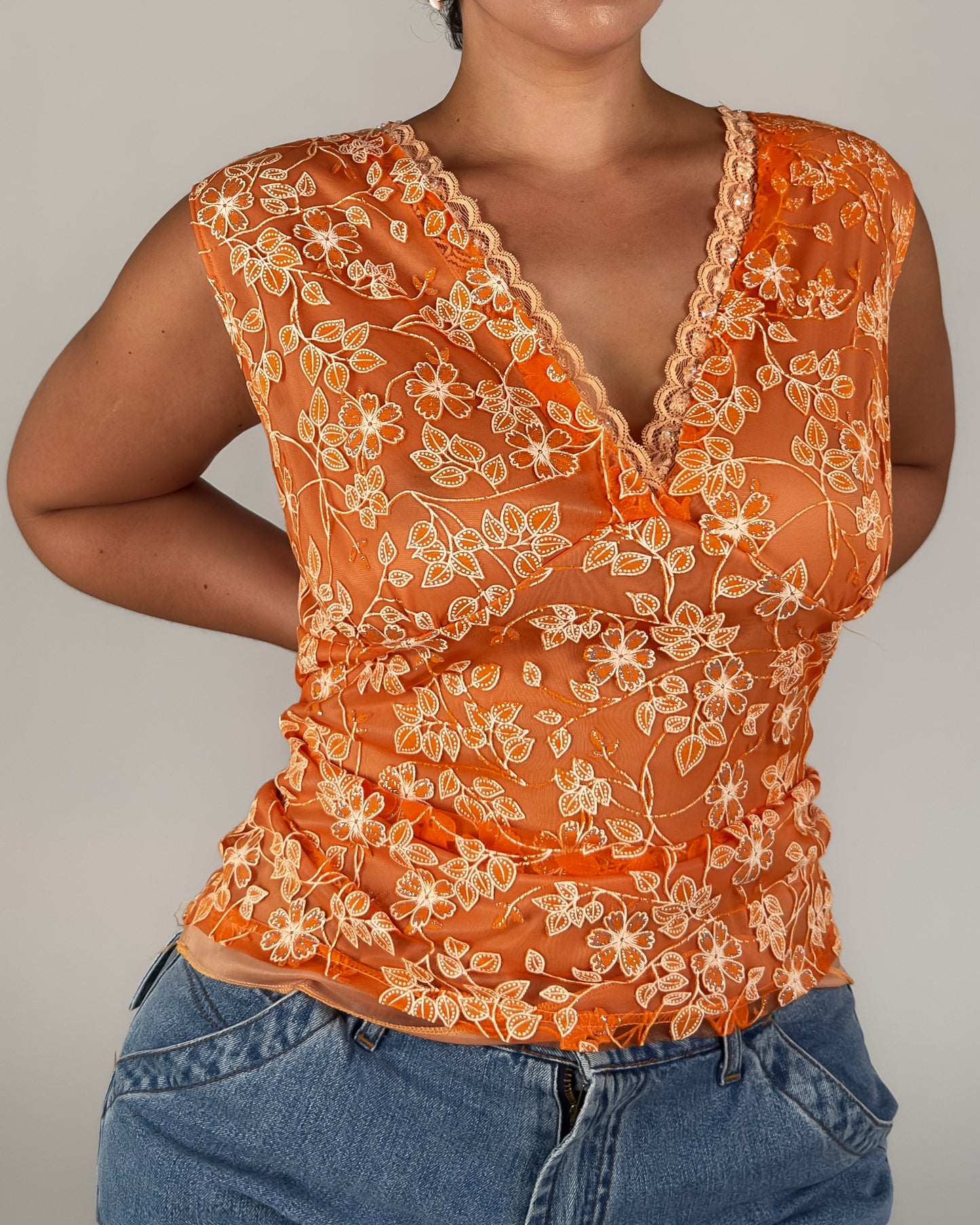 Embroidered Floral Tank - L/XL