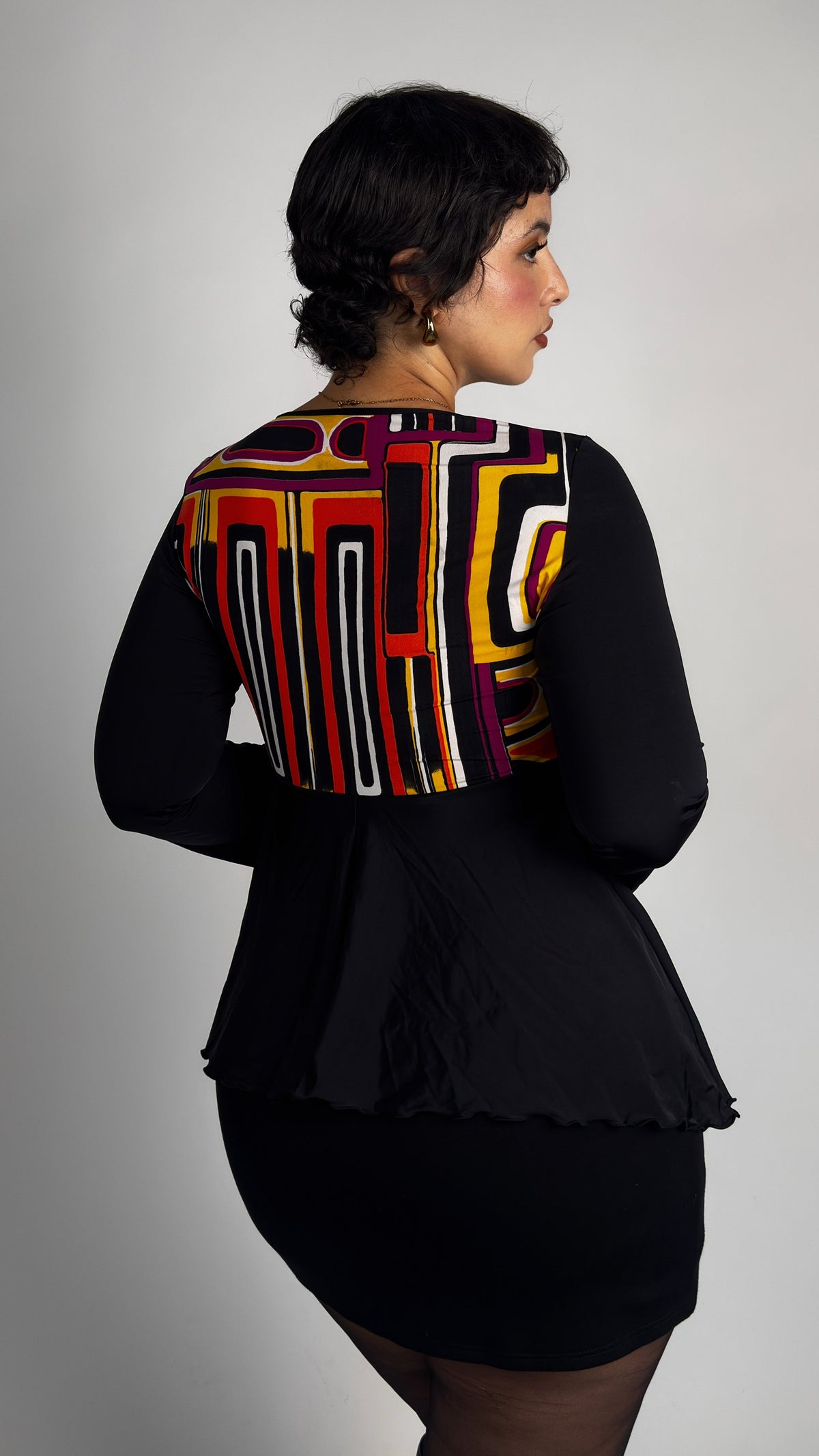 French Vintage Stretch Peplum Top - M/L