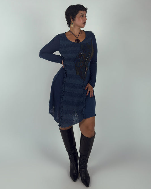 Navy Blue Knit Dress - M/L