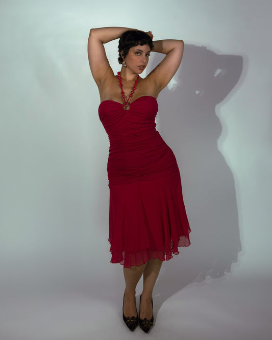 Vintage Renato Nucci Silk Pink Halter Dress - size M/L