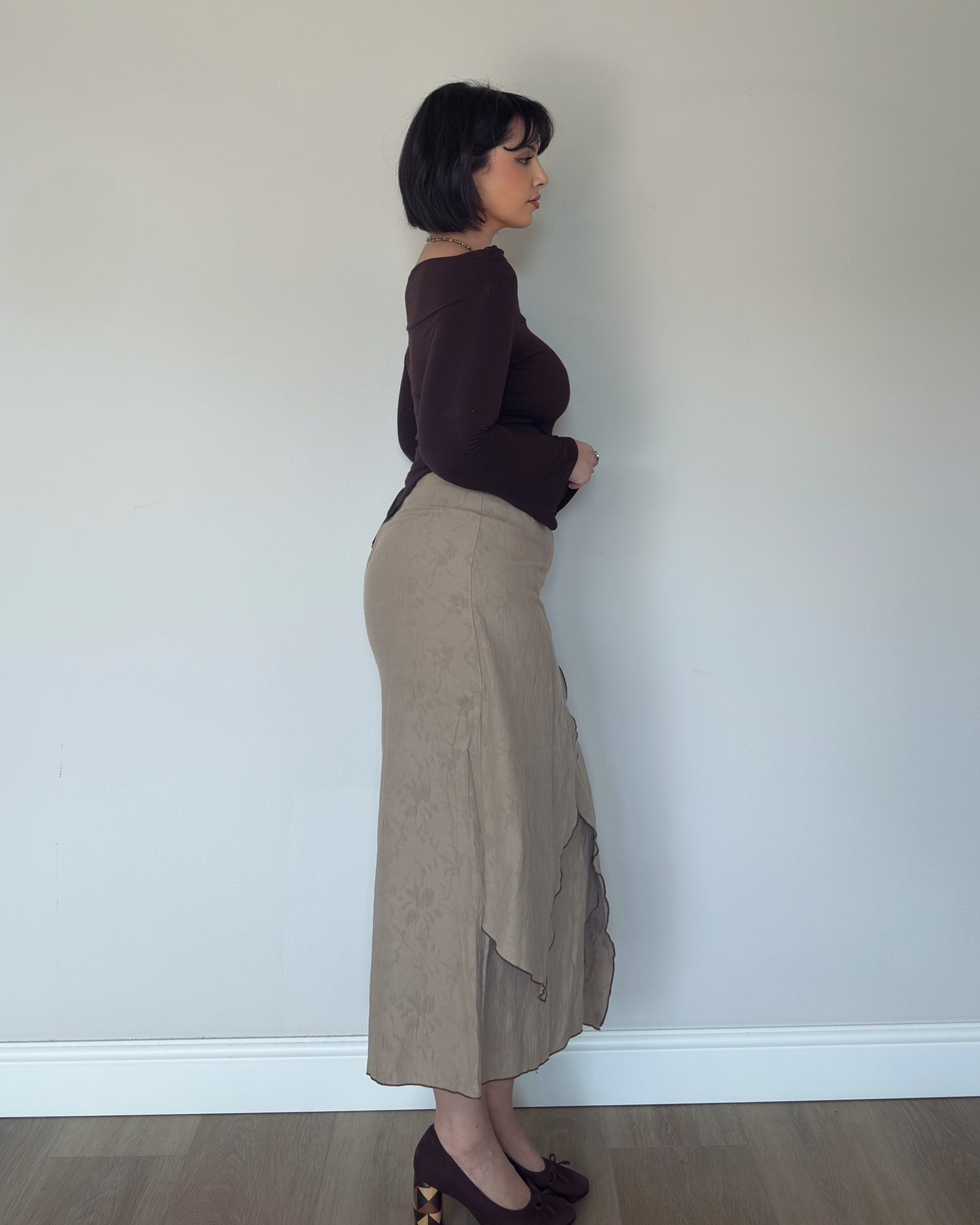 Asymmetric Wrap Midi Skirt - size M/L