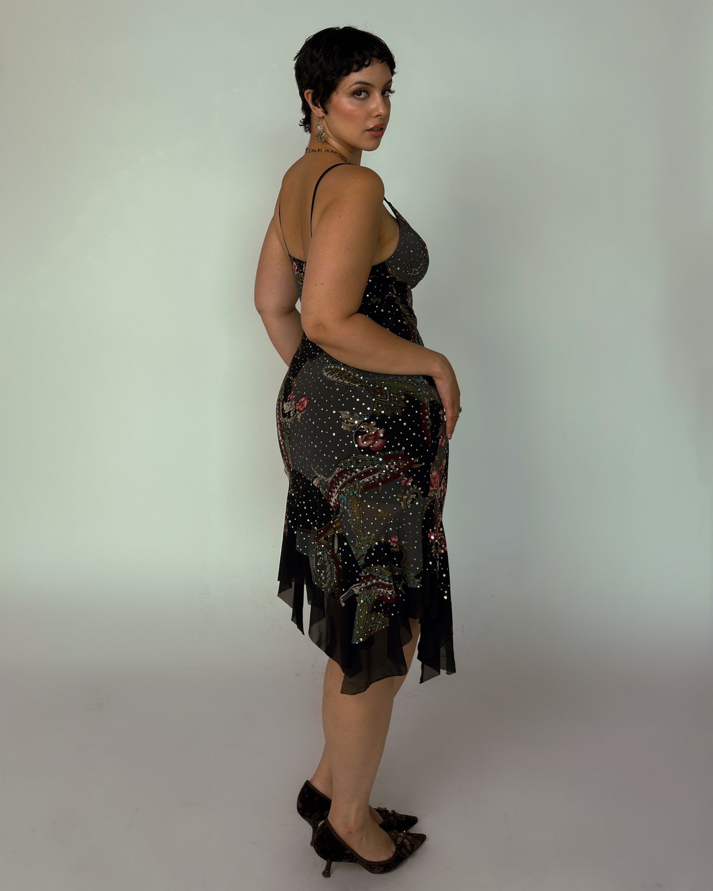 Vintage Black Sparkle Dress - size M/L