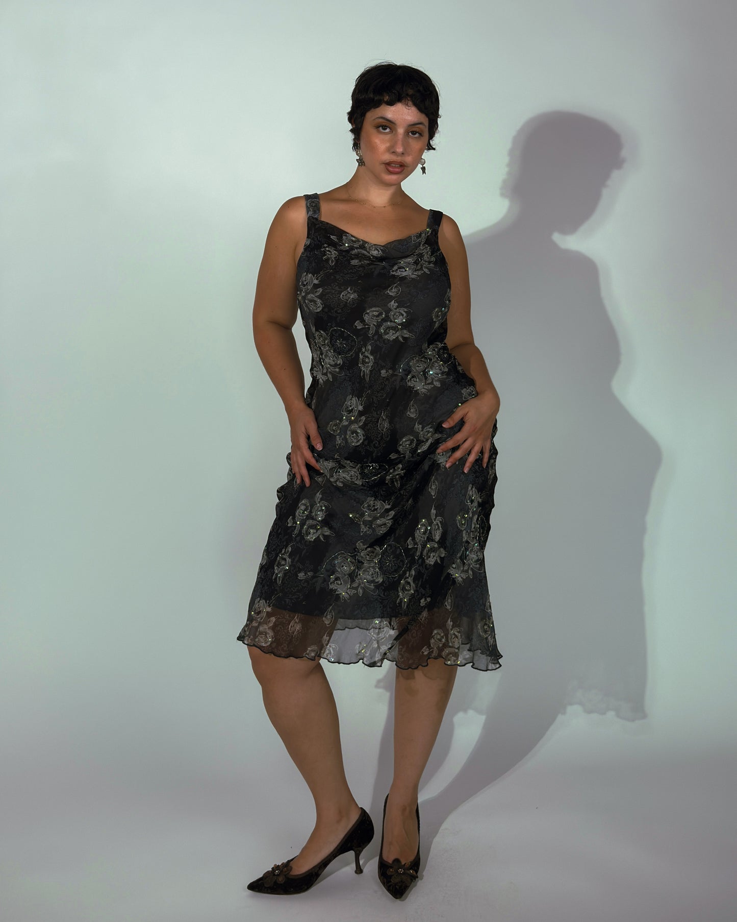 Silk Beaded Midi Dress - size M-XL