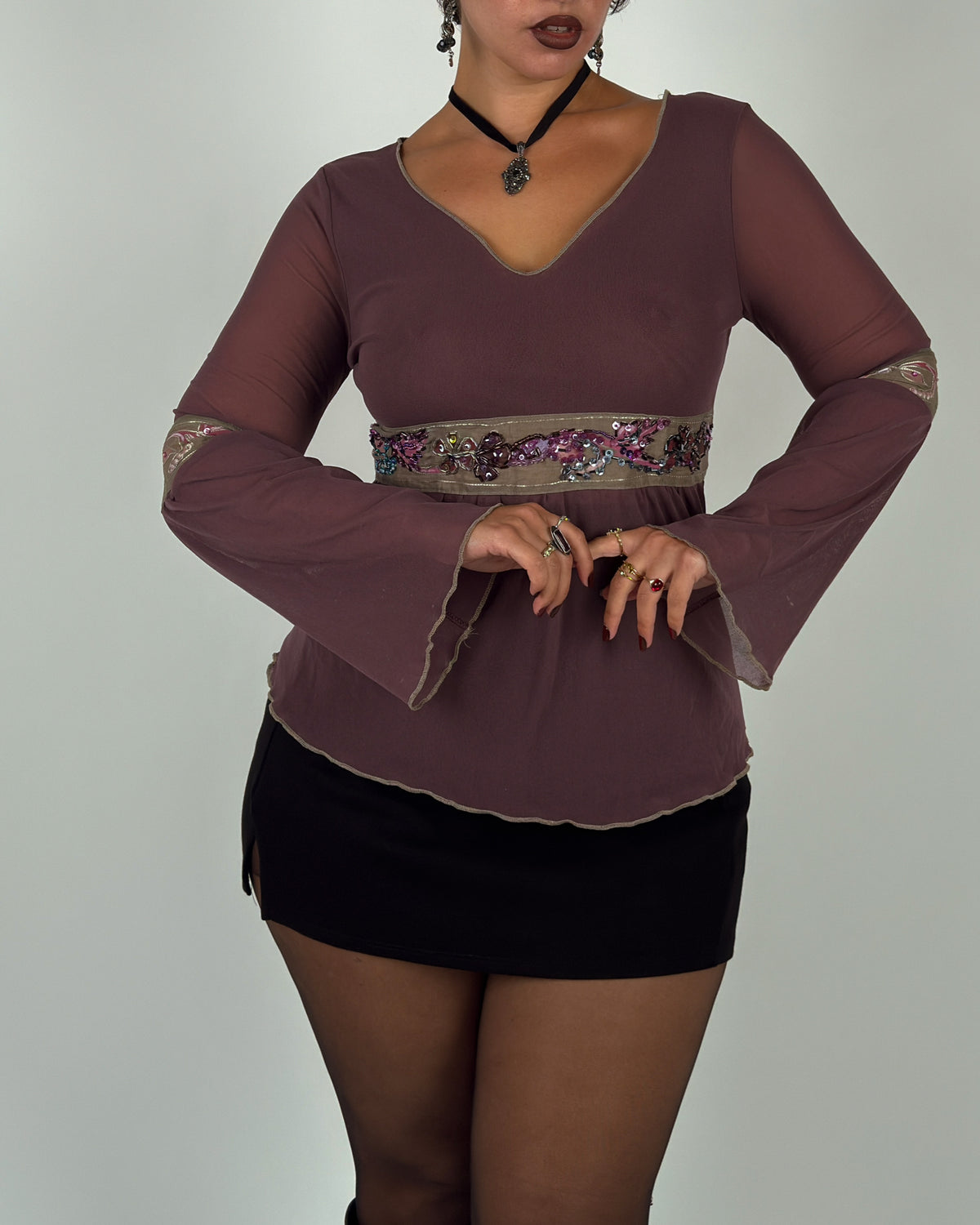 Mesh Beaded Top - M/L
