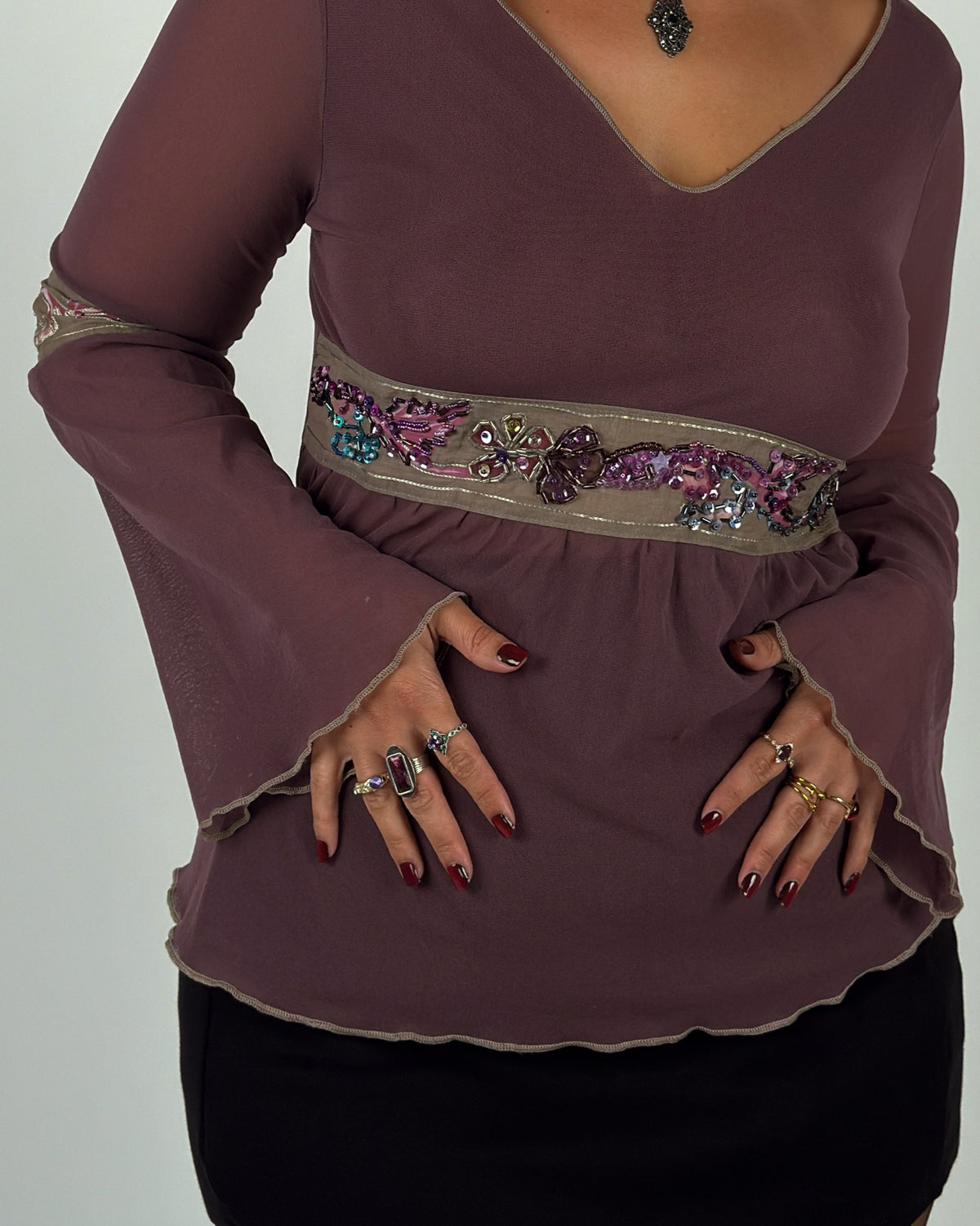 Mesh Beaded Top - M/L